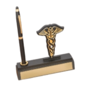Doctor’s desk name plate with a pen holder