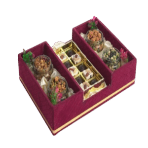 Maroon fabric with a gold trim