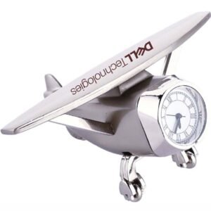 Miniature airplane-shaped desk clock
